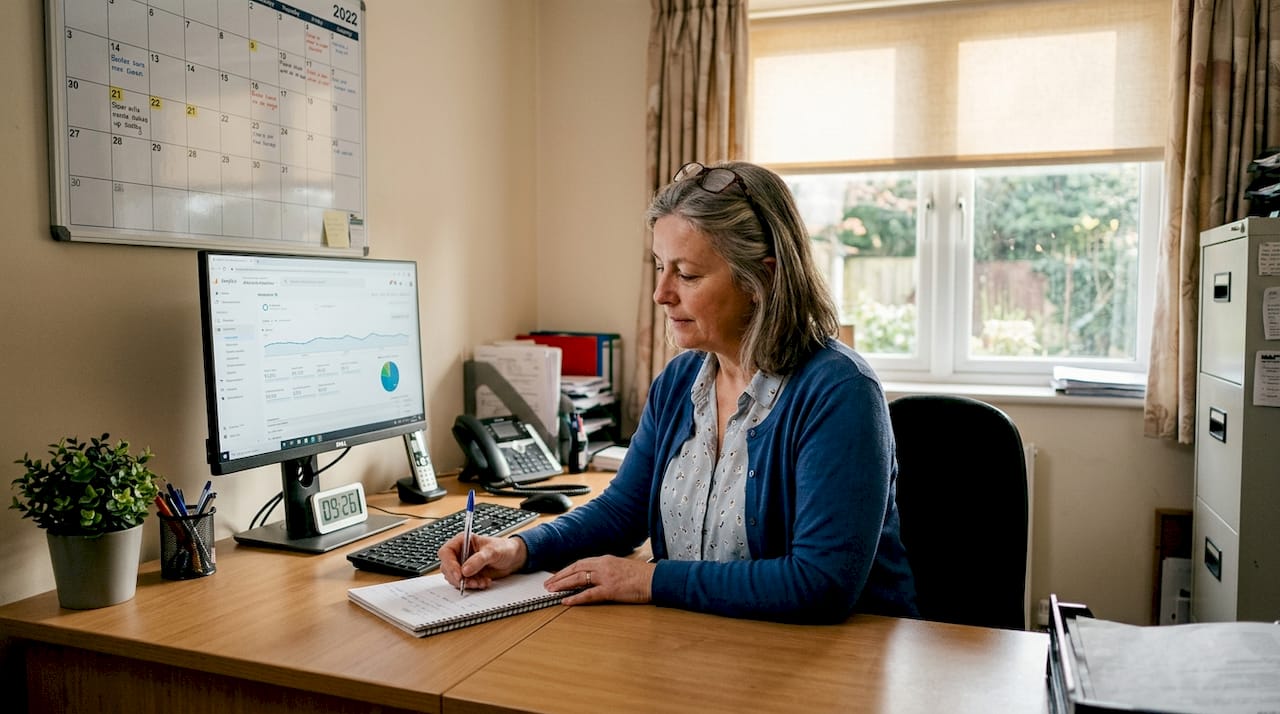 Care home manager checking website SEO results