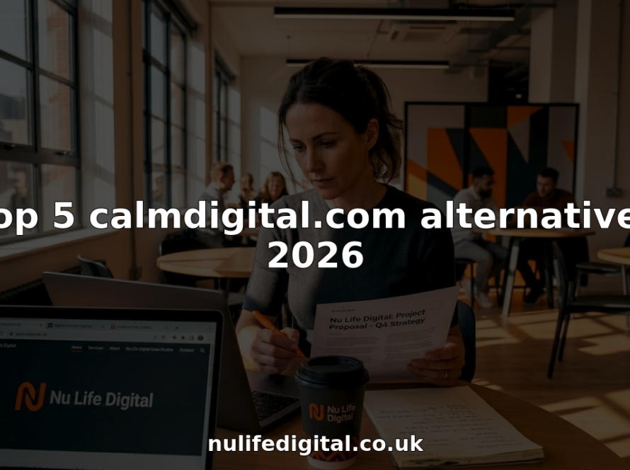 Professional comparing digital agencies in coworking workspace