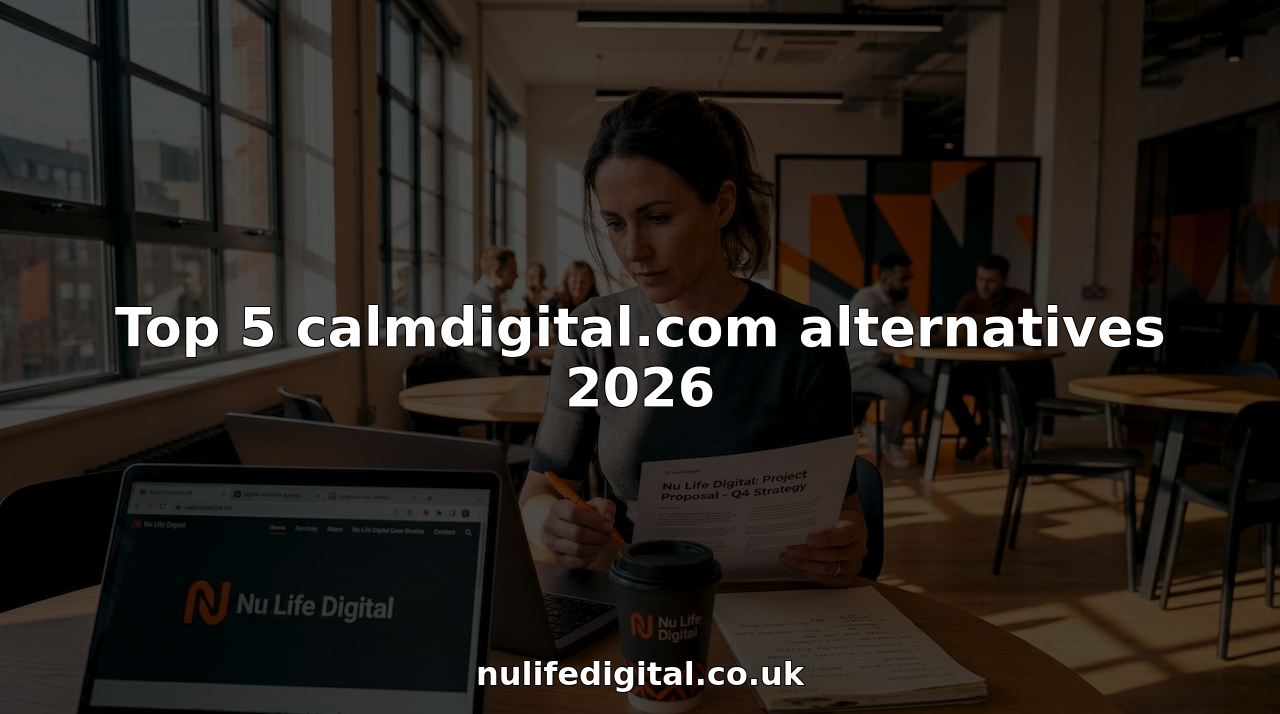 Professional comparing digital agencies in coworking workspace