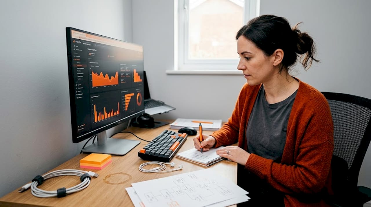 Web designer studying site analytics